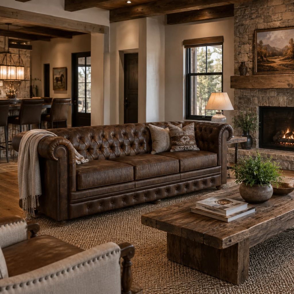 Farnham 3-Seater Brown Leather Chesterfield Sofa