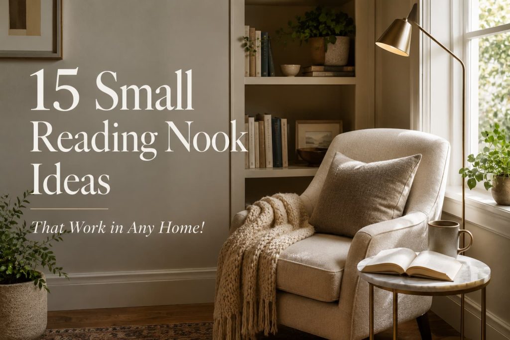 Cozy small reading nook ideas with armchair, soft lighting, and bookshelf in a compact corner space