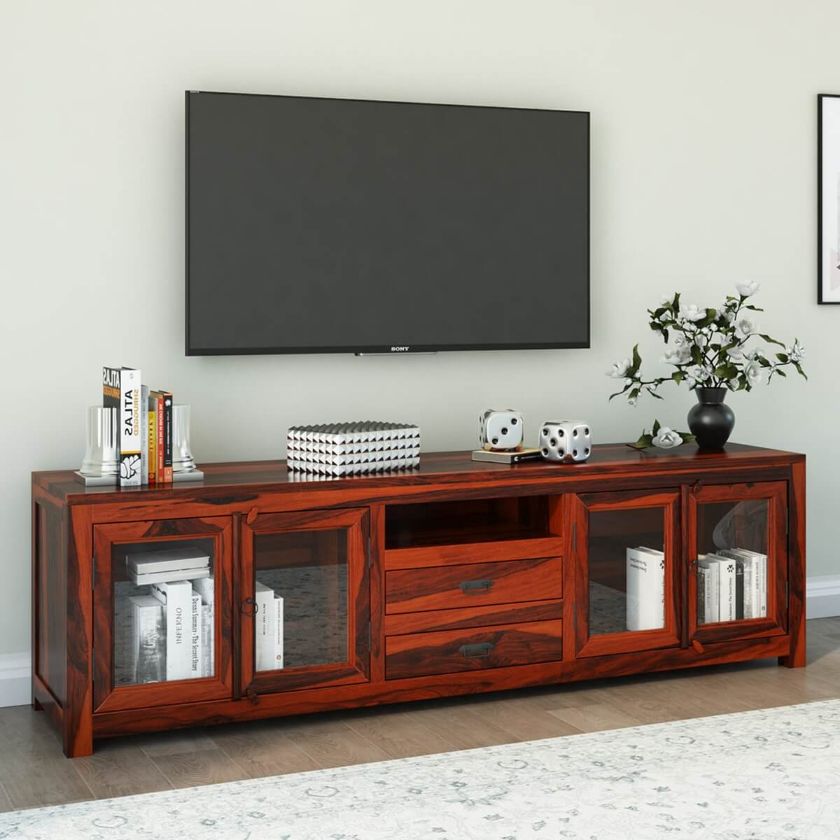 Picture of Rustic Solid Wood Long TV Media Stand Console