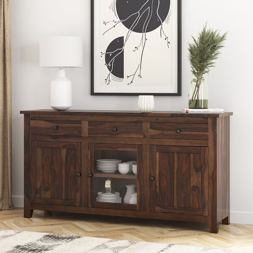Picture of Frisco Modern Rustic Solid Wood Long Sideboard with Drawers