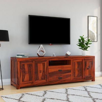 Santa Cruz 75-inch Large Solid Wood Media Console Cabinet