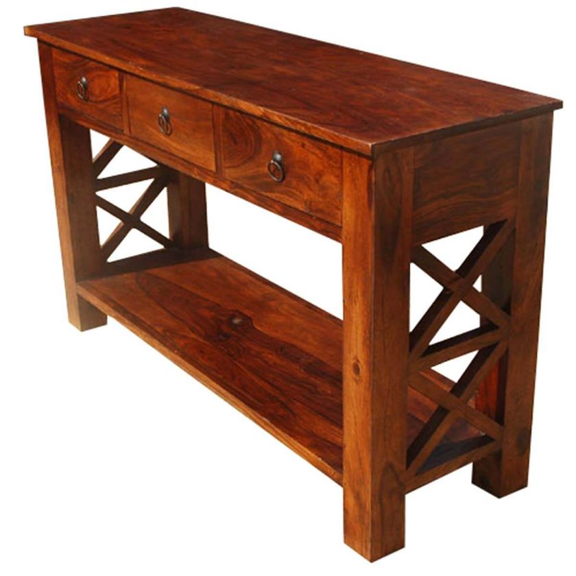 Picture of Solid Wood Oklahoma Farmhouse Console Table W 3 Storage Drawers