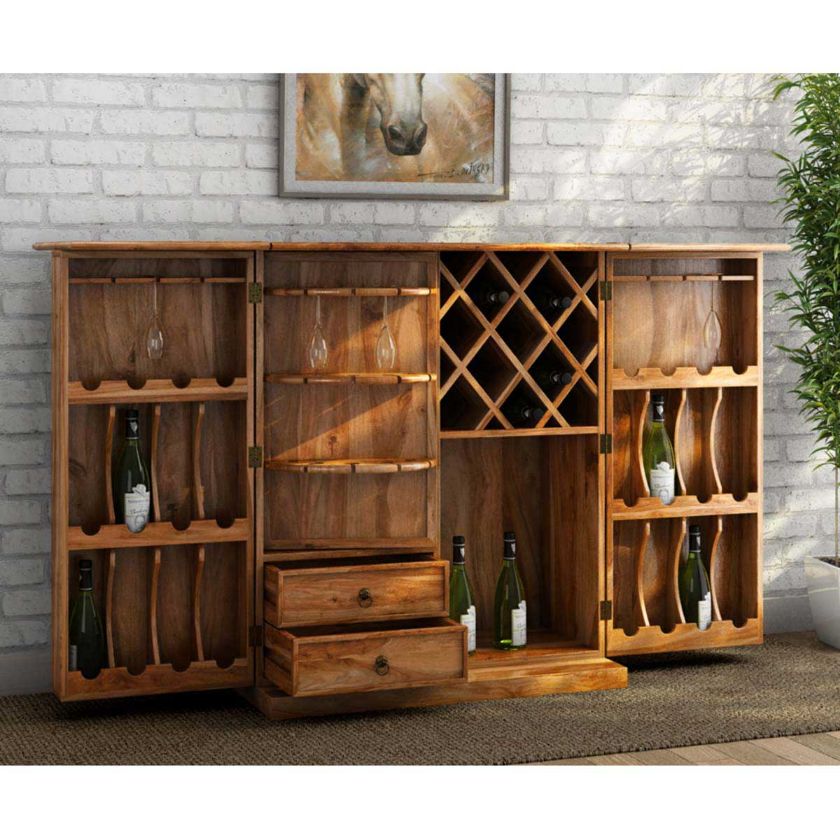 Picture of Raleigh Solid Wood Expandable Wine Bar Cabinet With Wine Racks