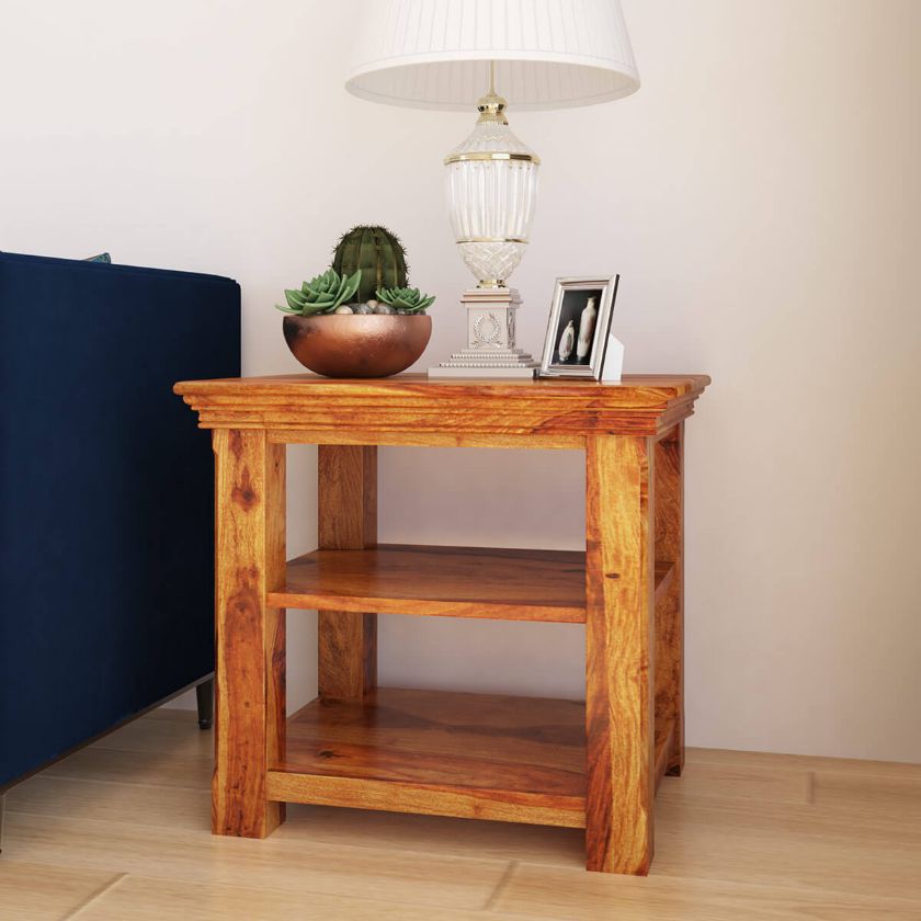 Picture of Priscus Midcentury Modern Style Solid Wood Rustic End Table