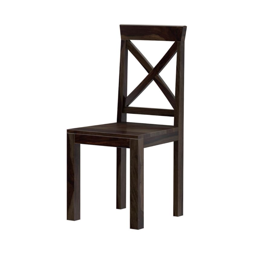 Picture of Traditional X Back Solid Wood Rustic Kitchen Dining Chair
