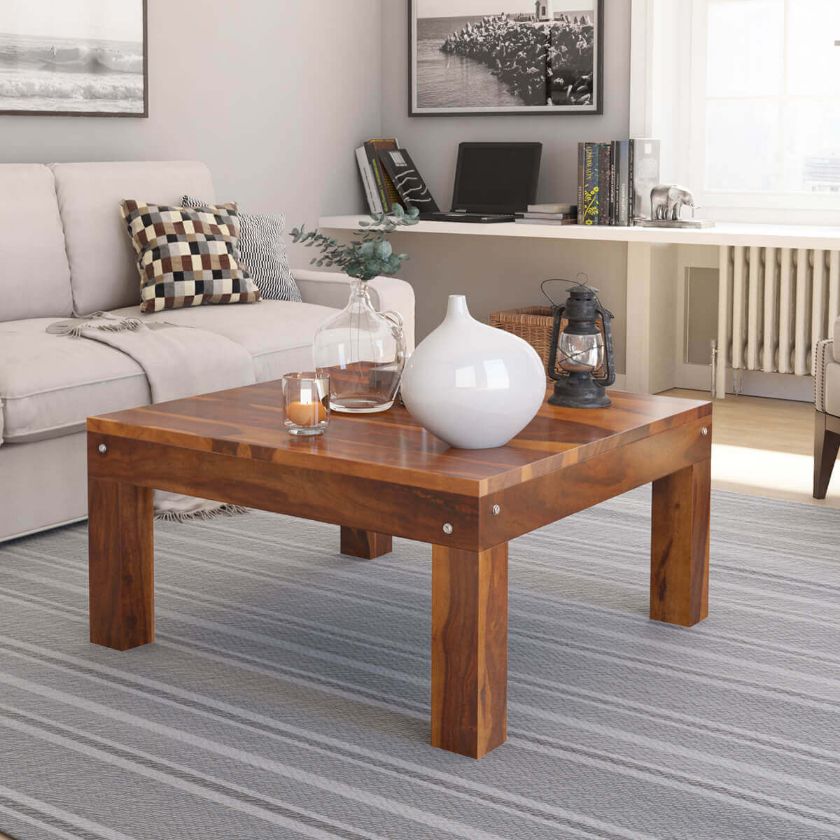 Picture of Patet Contemporary Rustic Solid Wood Cocktail Square Coffee Table