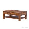 Picture of Everett Solid Wood Handcarved Rustic Coffee Table With Shelf