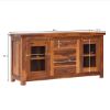 Picture of Fremont Rustic Solid Wood Sideboard Buffet Cabinet with Glass Door