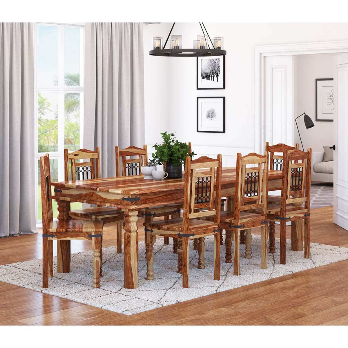Solid Wood Rustic Dining Room Table