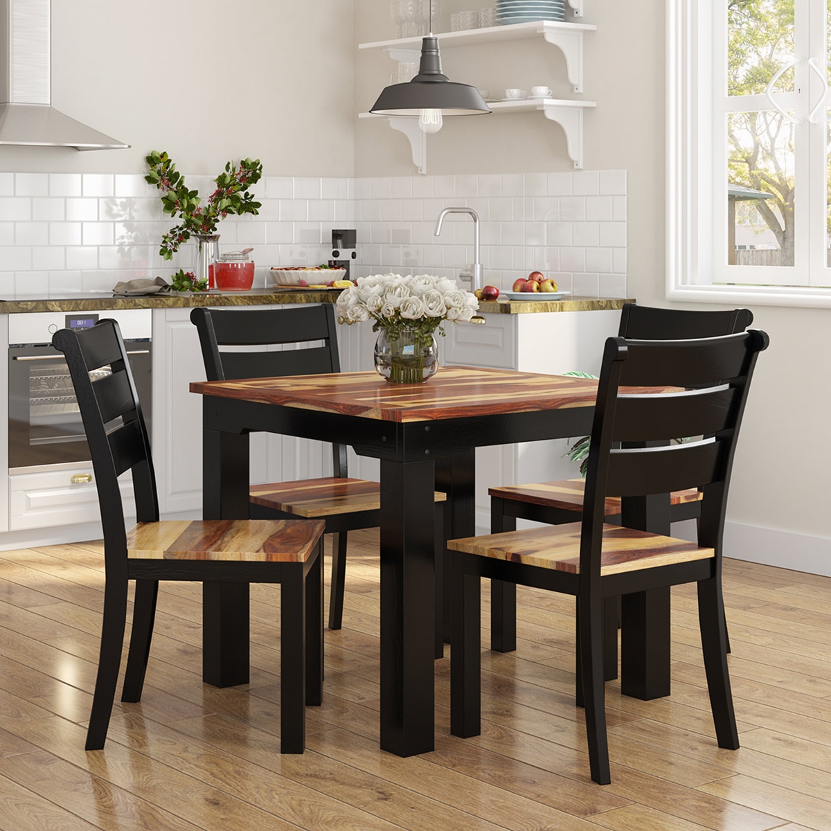 Mason Two Toned Small Square Kitchen Table and 4 Chairs Set