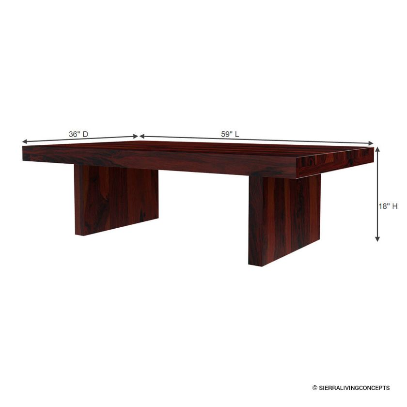 Jayton Contemporary Rustic Solid Wood Cocktail Coffee Table Dimension Image
