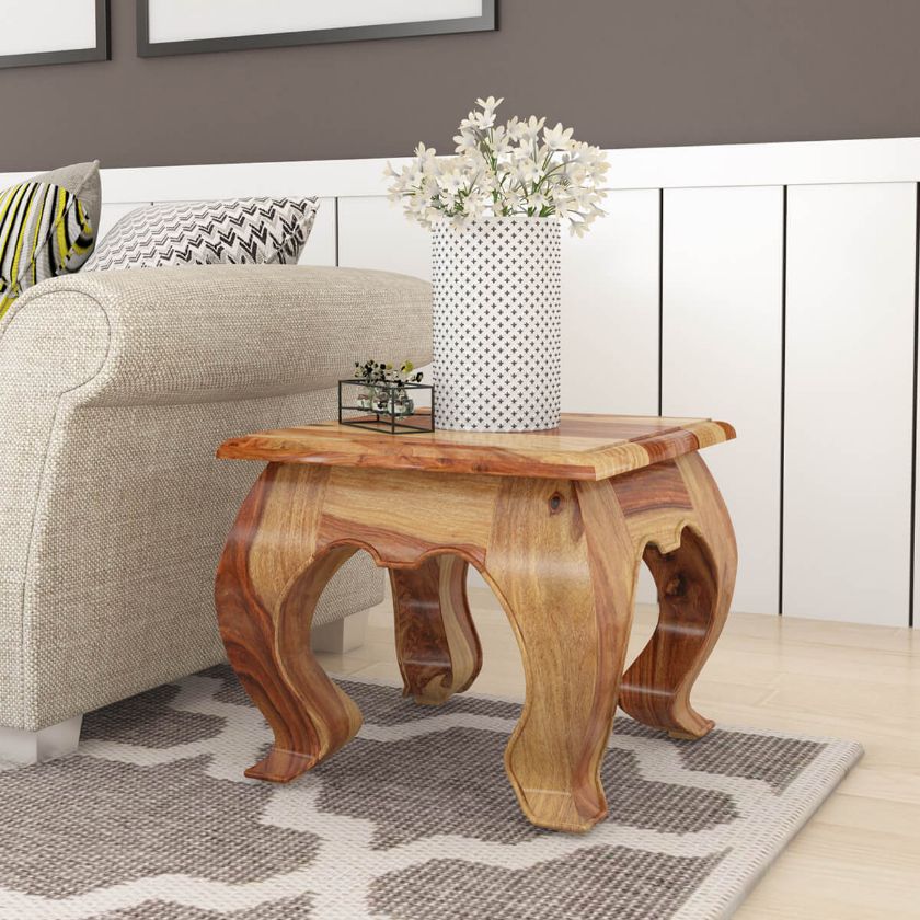 Picture of Halfeti Contemporary Rustic Solid Wood Opium End Table