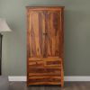Picture of Simply Tudor Rustic Solid Wood Wardrobe Armoire With Drawers and Shelves
