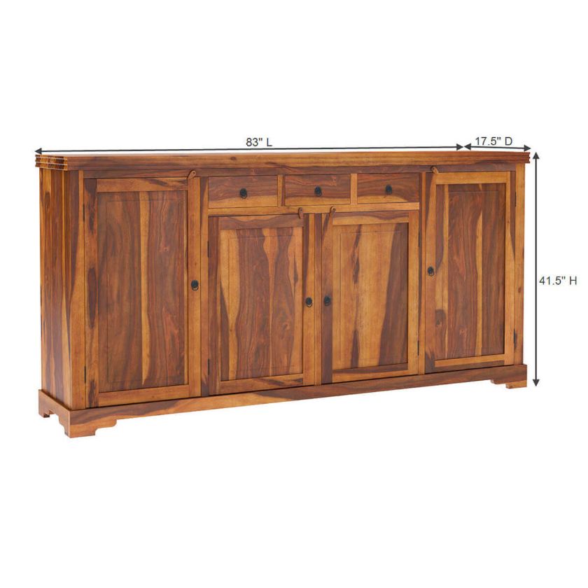 Santa Cruz Solid Wood Home Office Credenza Cabinet Dimension Image
