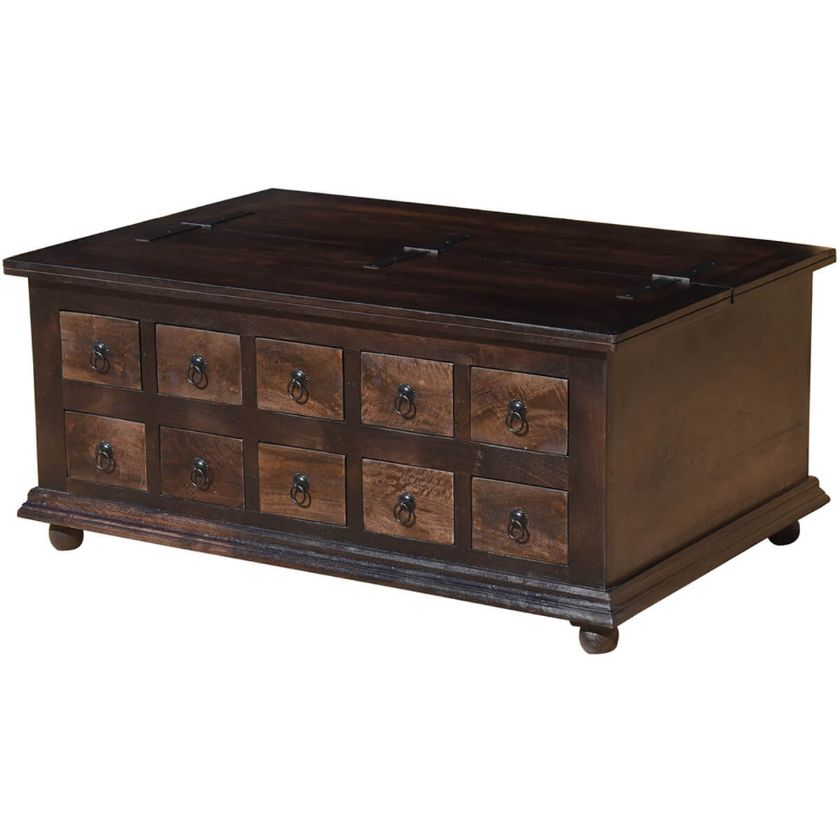 Picture of Classic Wood Storage Coffee Table with 10 Drawers