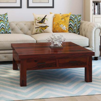 Picture of Cheverly Modern Style Solid Wood 4 Drawers Square Coffee Table