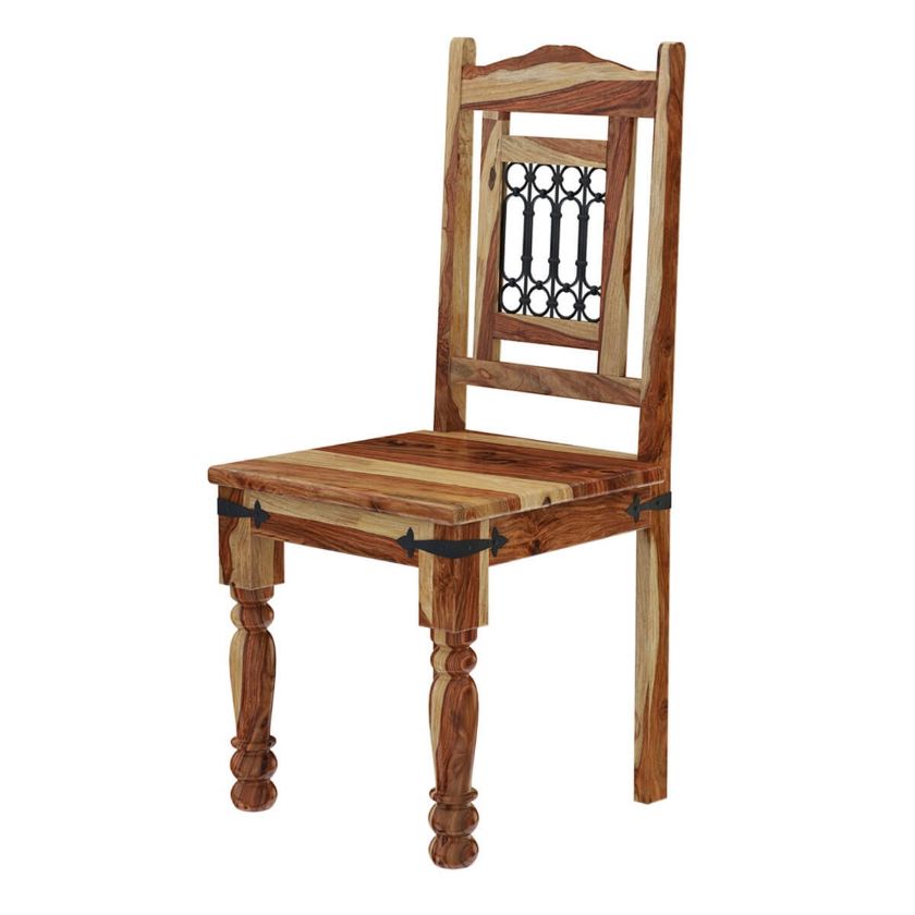 Picture of Peoria Solid Wood & Wrought Iron Rustic Kitchen Dining Chair