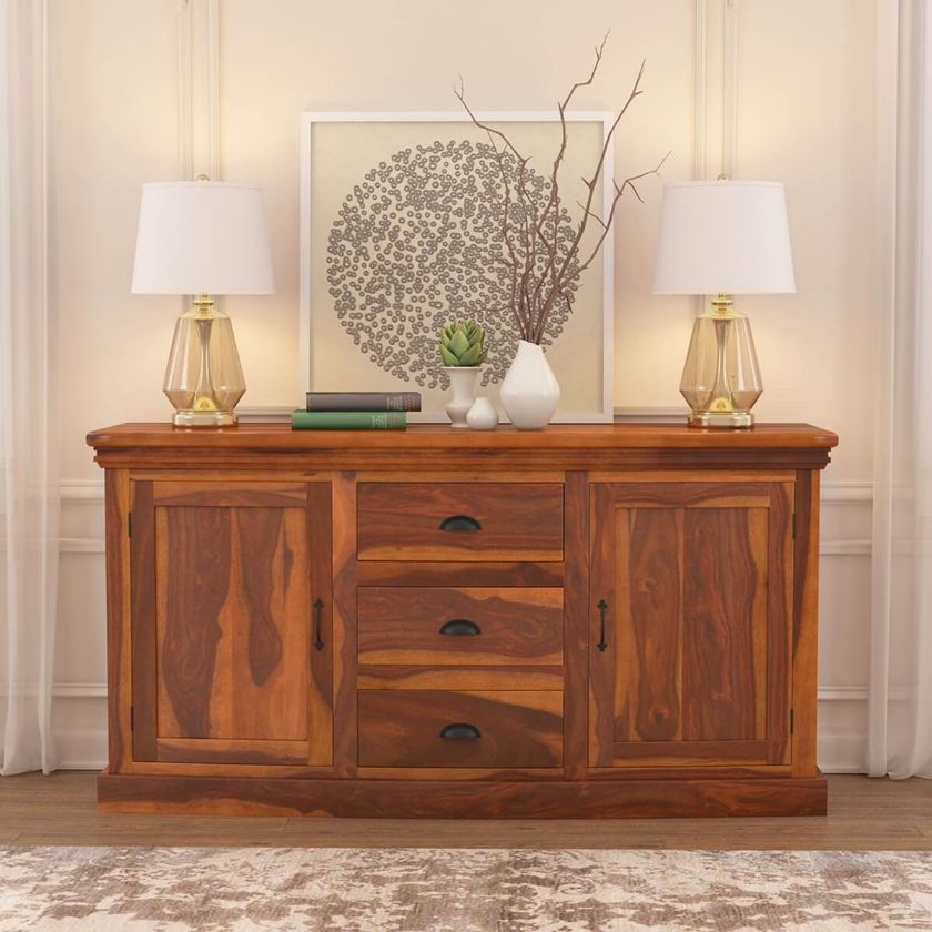 Picture of Vermont Rustic Solid Wood 3 Drawer Large Sideboard Cabinet
