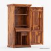 Picture of Space Saving Solid Wood Folding Armoire Desk with Storage Cabinet 