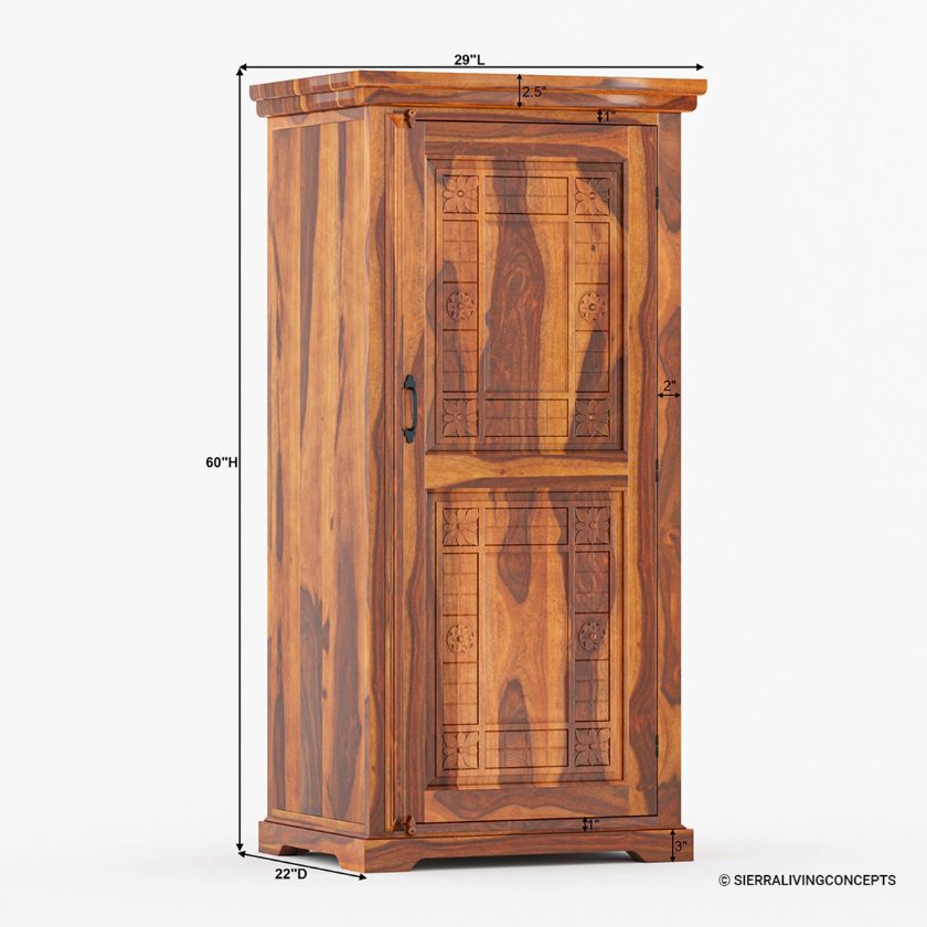 Space Saving Solid Wood Folding Armoire Desk with Storage Cabinet  Dimension Image