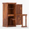 Picture of Space Saving Solid Wood Folding Armoire Desk with Storage Cabinet 