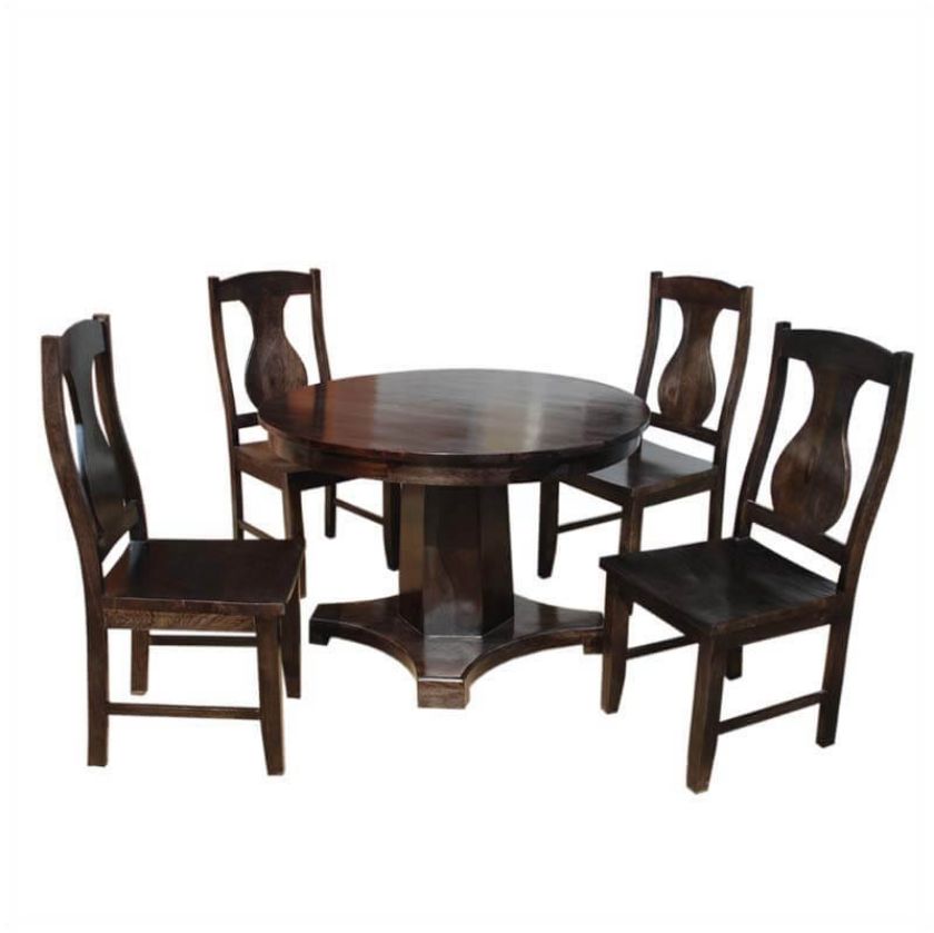 Picture of Lincoln Contemporary Dark Brown Round Kitchen Table Set with 4 Chairs
