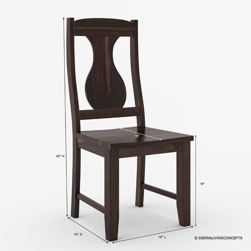 Tirana Rustic Solid Wood Pineapple Back Dining Chair Dimension Image
