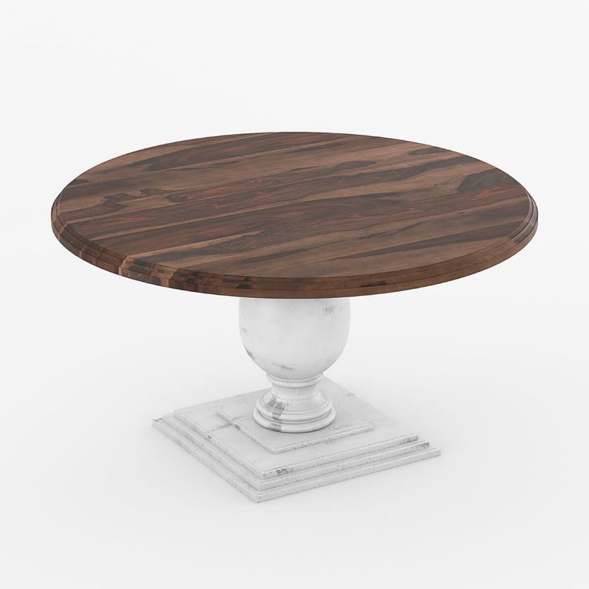 Picture of Illinois Rustic Solid Wood Two Tone Large Round Dining Table