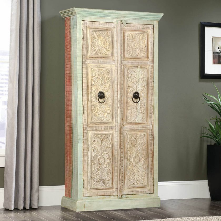 Picture of Camelot Hand Carved Tropical Hardwood Armoire