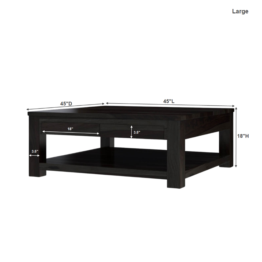 Glencoe Contemporary Style Large Square Coffee Table Size Image