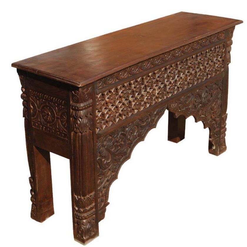 Picture of Eureka Traditional Hand Carved Entryway Console Table