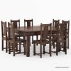 Picture of Richmond Rustic Solid Wood Square Dining Table Chair Set For 8 People