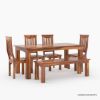 Picture of Idaho Rustic Solid Wood Casual Dining Table Chair Set w Bench