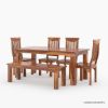 Picture of Idaho Rustic Solid Wood Casual Dining Table Chair Set w Bench