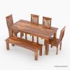Picture of Idaho Rustic Solid Wood Casual Dining Table Chair Set w Bench