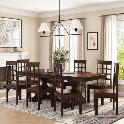 Picture of Antwerp Farmhouse X-Legs Extendable Solid Wood Dining Table Set For 8