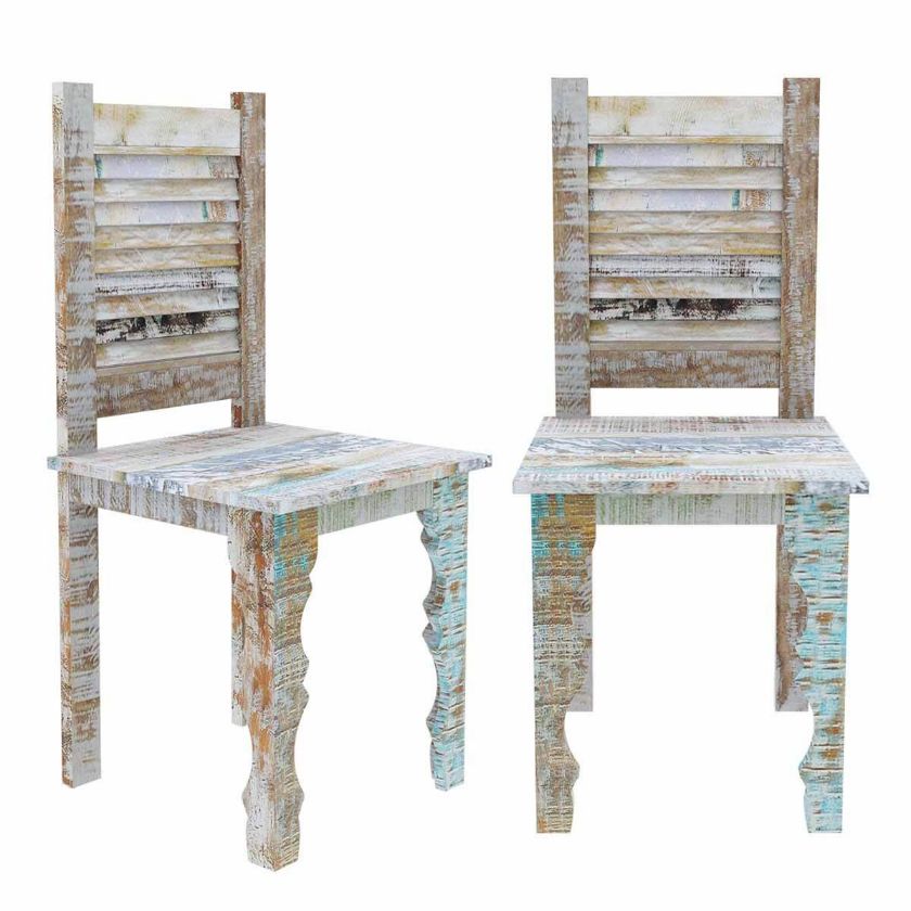 Picture of Tucson Rainbow Reclaimed Wood Shutter Back Dining Chair (Set of 2)