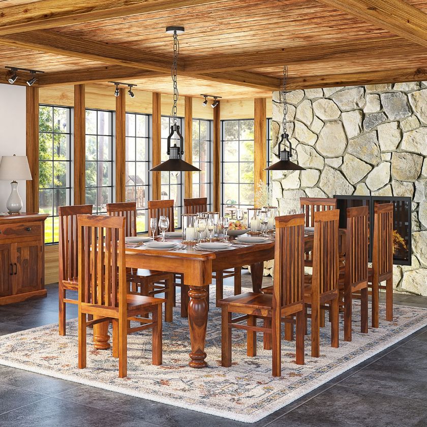 Picture of Clermont Rustic Solid Wood Large Dining Table and Chair Set