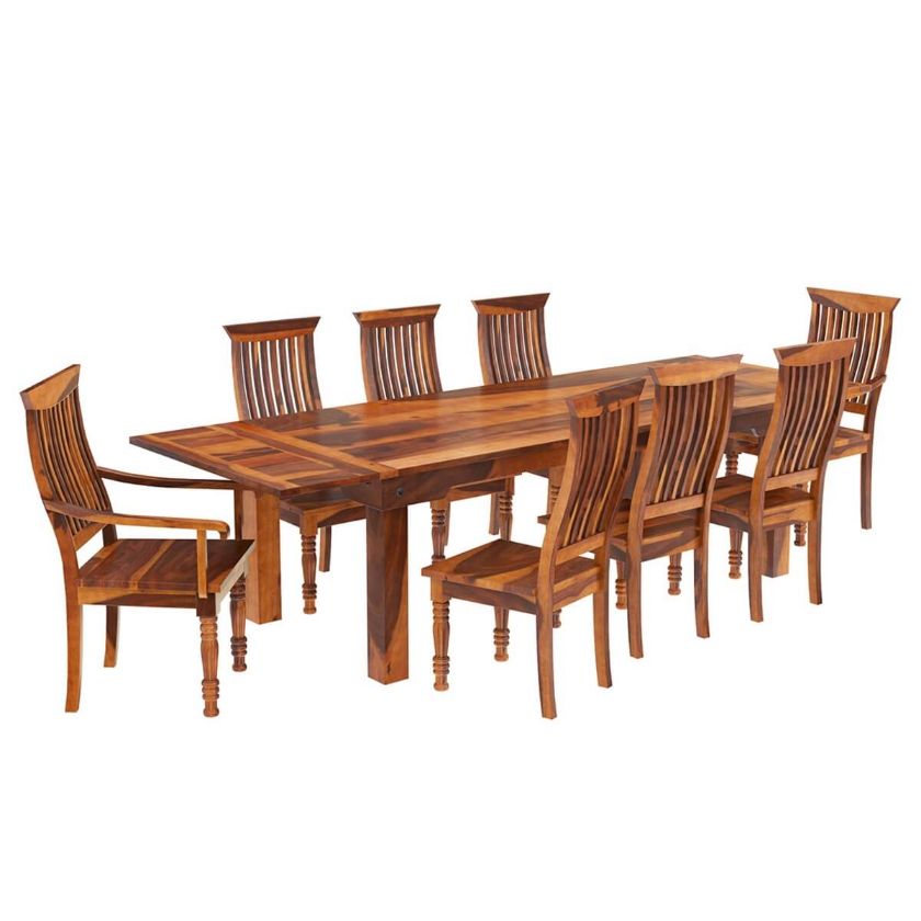 Picture of Rustic Mediterranean Eco Dining Table & Chair Set w Extensions