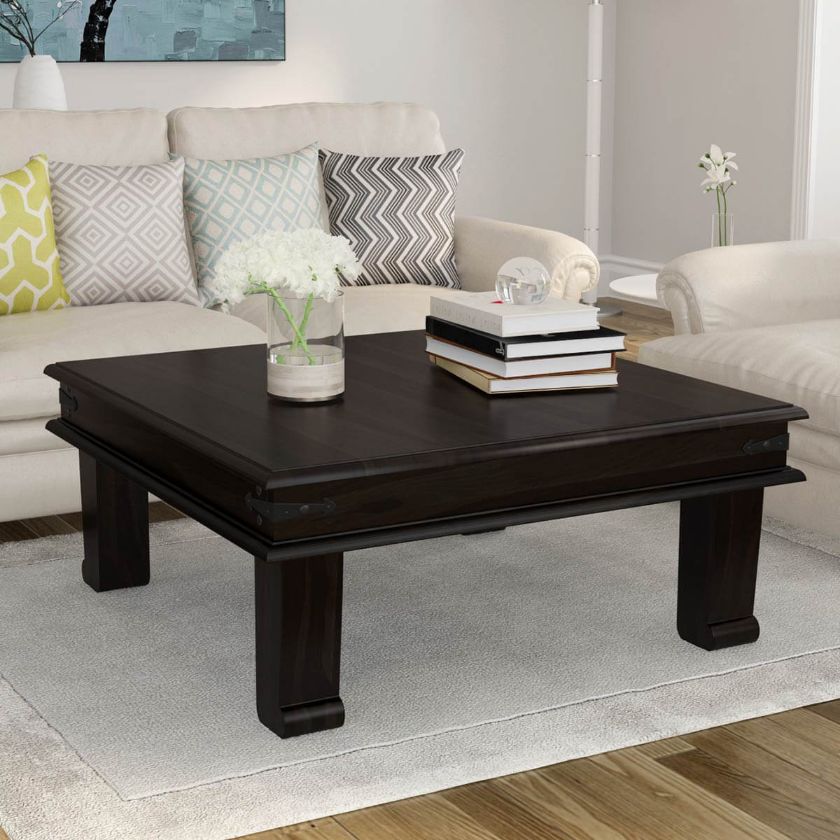Picture of Silverton Solid Wood Square Cocktail Iron Accent Coffee Table