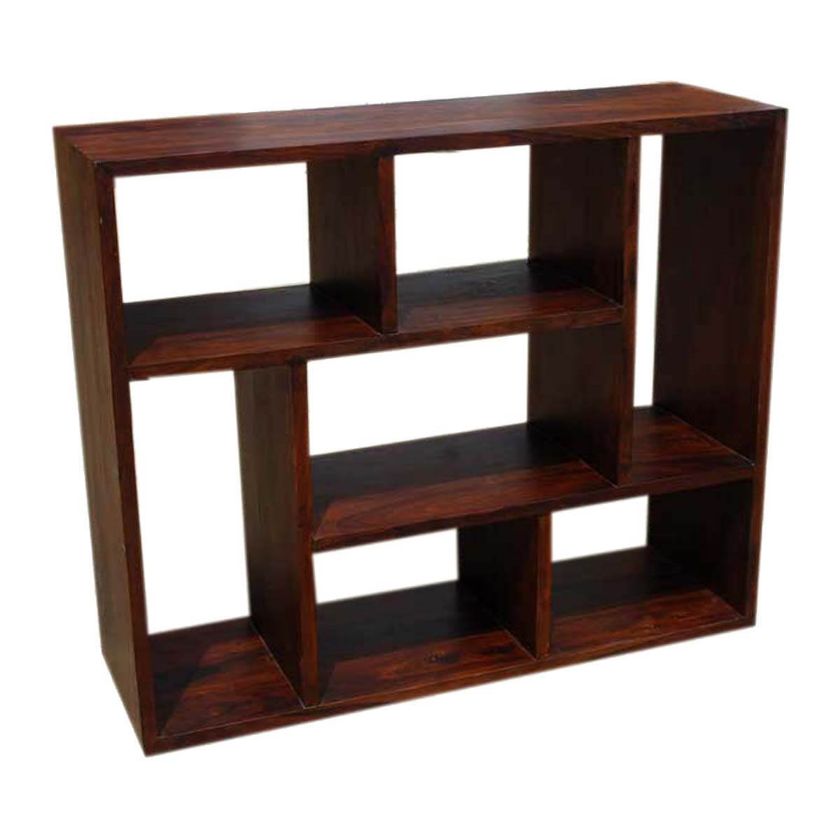 Picture of Benicia 7 Open Shelf Solid Wood Home Office Geometric Bookcase