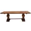 Picture of Rustic Acacia Wood Double Trestle Pedestal Dining Room Table
