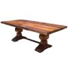 Picture of Rustic Acacia Wood Double Trestle Pedestal Dining Room Table