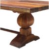 Picture of Rustic Acacia Wood Double Trestle Pedestal Dining Room Table