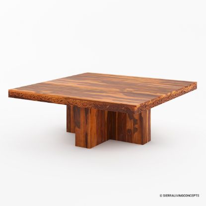 Picture of Dallas Ranch Solid Wood Pedestal Square Dining Room Table