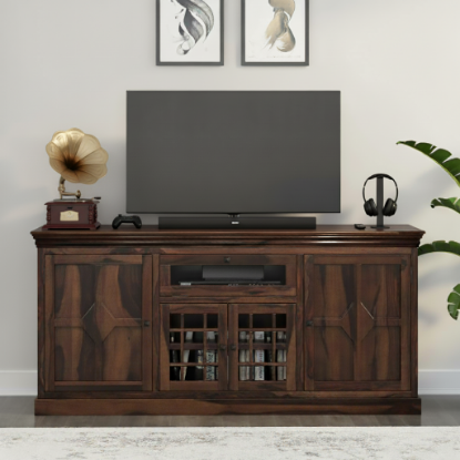 Santa Fe Espresso Solid Wood Media Console Cabinet (60"/75")