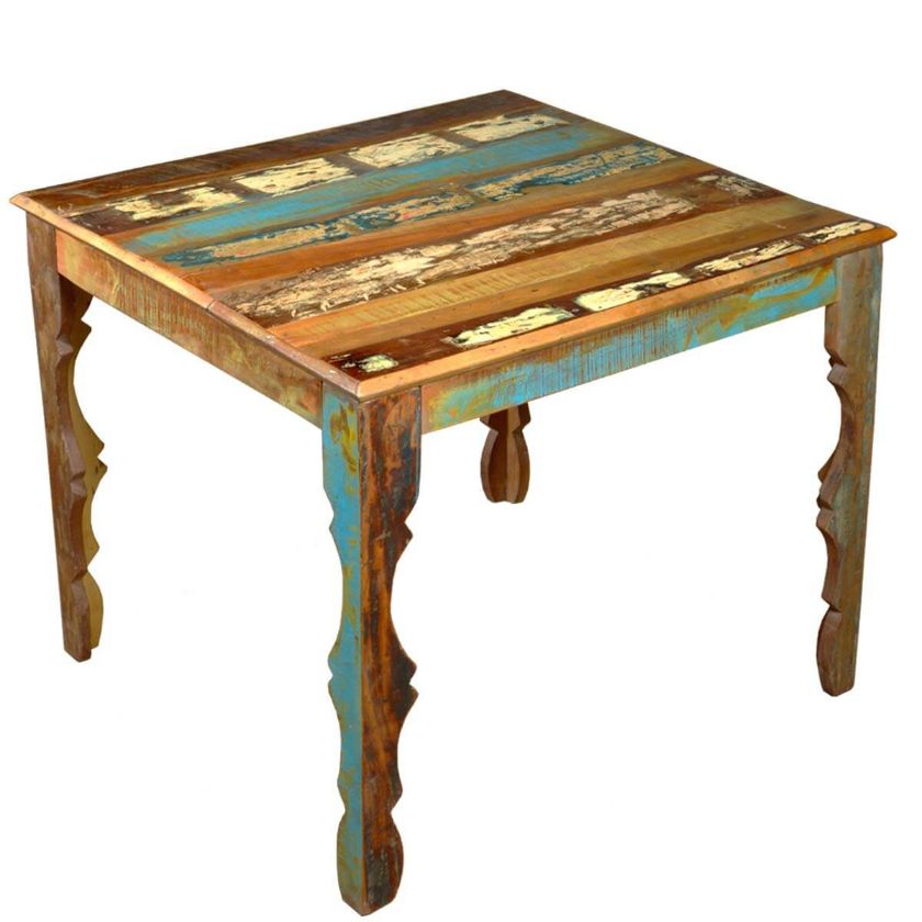 Picture of Rustic Reclaimed Wood 36 Inch Square Kitchen Table w Decorative Legs