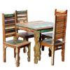 Picture of Rustic Reclaimed Wood Dining Table w Shutter Back Chairs For 4 People
