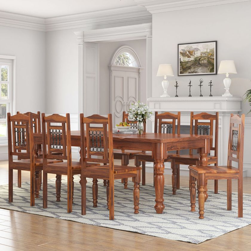 Picture of Rustic Furniture Solid Wood Dining Table & Chair Set