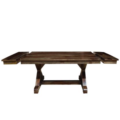 Picture of Antwerp X Trestle Base Rustic Farmhouse Dining Table with Extension